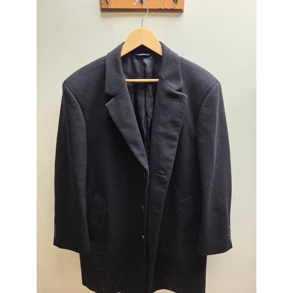 Brooks Brothers 346 Brooksstorm Wool Overcoat Mens 42S Black‎ Car Coat Jacket